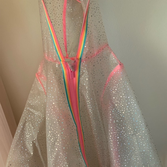 Clear Glitter Sparkle Rainbow Raincoat 